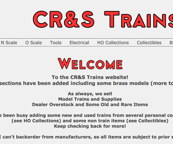 CR&S Trains is an eCommerce site that I built from scratch for my senior project at Champlain College. It is a custom CMS that allows my client to add and update items and site features as well as handle orders.